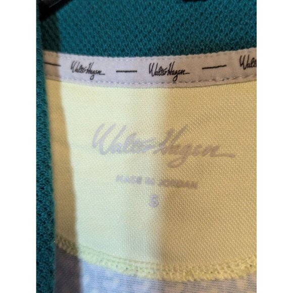 Walter Hagen Mens Golf Polo Shirt S Green/Yellow Martini Print Polyester Short S - Picture 4 of 4